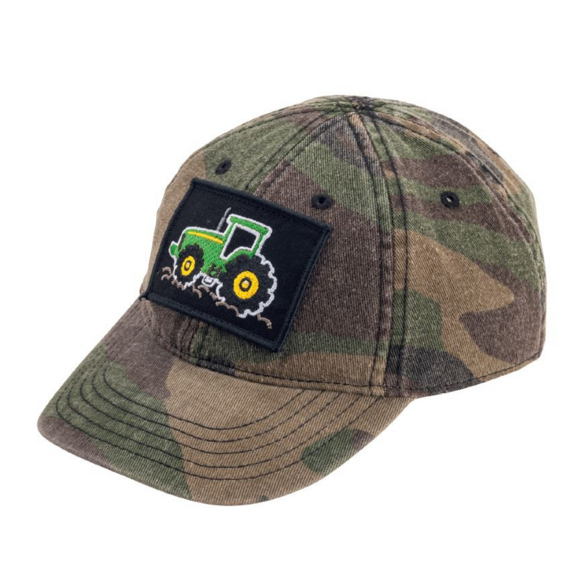 John Deere Hat Cap Black Logo Gray Hook Loop Adjustable Adult