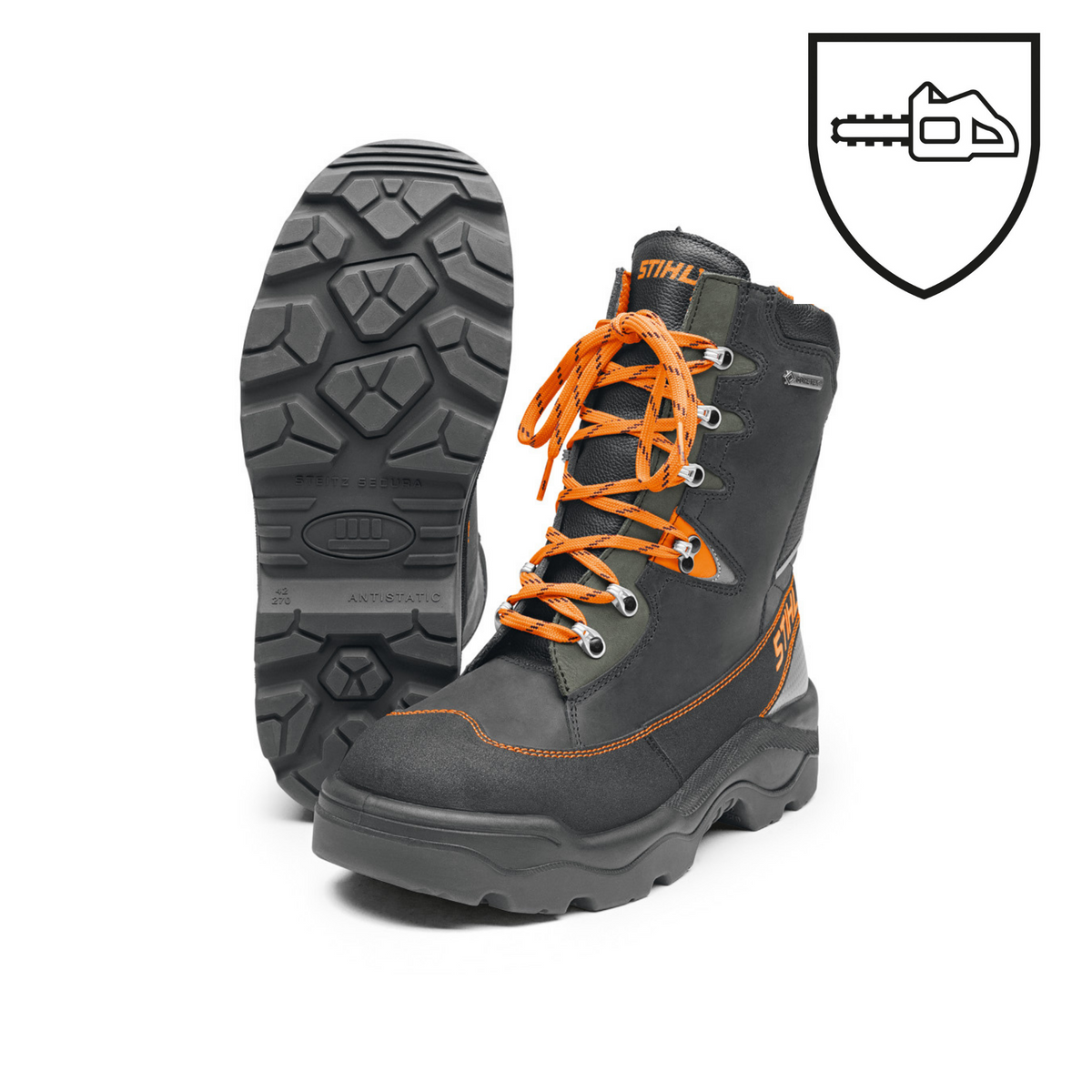 Stihl Dynamic Ranger GTX Leather Chainsaw Boots with Chainsaw